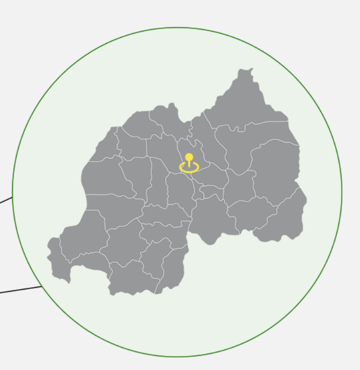 Rwanda Map pointing to Muhanga